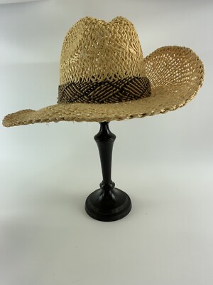 LARRY MAHAN HAT COLLECTION ROCK CREEK WEAVE STRAW COWBOY HAT SZ BRIM 4” 