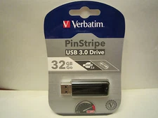 **NEW** Verbatim Pinstripe 32GB USB 3.0 Flash Drive