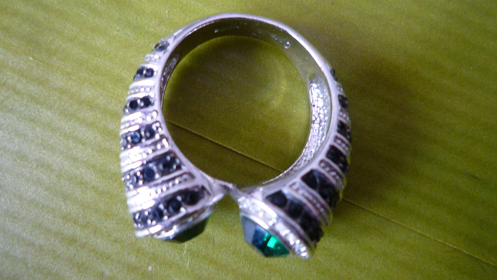 STUNNING SOLID 925 SILVER YOU AND ME RING /BLACK … - image 3