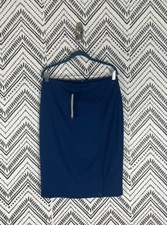 Nwt Talbots Italian Flannel Pencil Skirt Size 6 Blue Front Split Knee Length