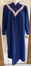 Vintage VANDEMERE Royal Blue Robe Housecoat Fleece Pockets Zip L/XL A1