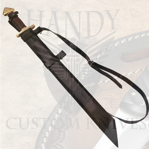 32" Valhalla Handmade 7th Century Damascus Steel Medieval Lang Seax Viking Sword - Picture 3 of 3