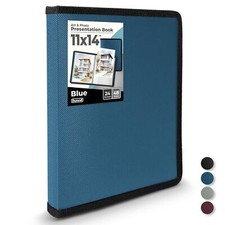 11x14 Art Portfolio Binder - Blue Large Portfolio Folder for Artwork Displays...