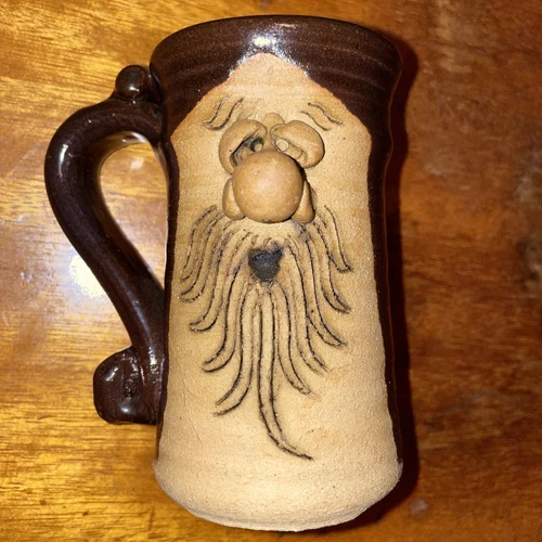Vintage Signed and Stamped Peter Petrie 3D Face 4” Mug