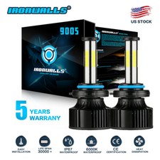 6-Sided 9005 HB3 LED Headlight Bulbs High Beam Conversion Kit 6000K 360000LM 2x