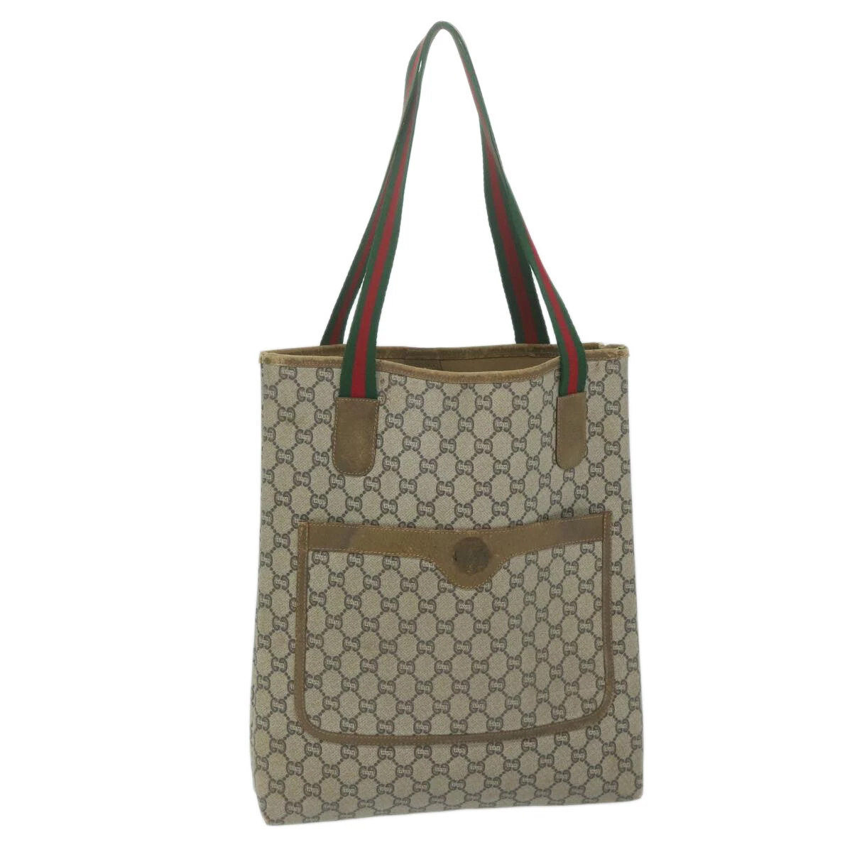 Sac fourre tout GUCCI GG Plus Supreme Web Sherry Line beige rouge vert authentique ti1464