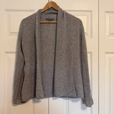 Womens Alashan Open Front Gray Cashmere Cardigan Size Small