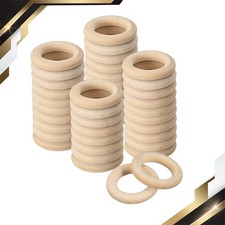 100Pcs 30mm 1.2" Natural Wood Rings 6mm Thick Smooth Unfinished Wooden Circles