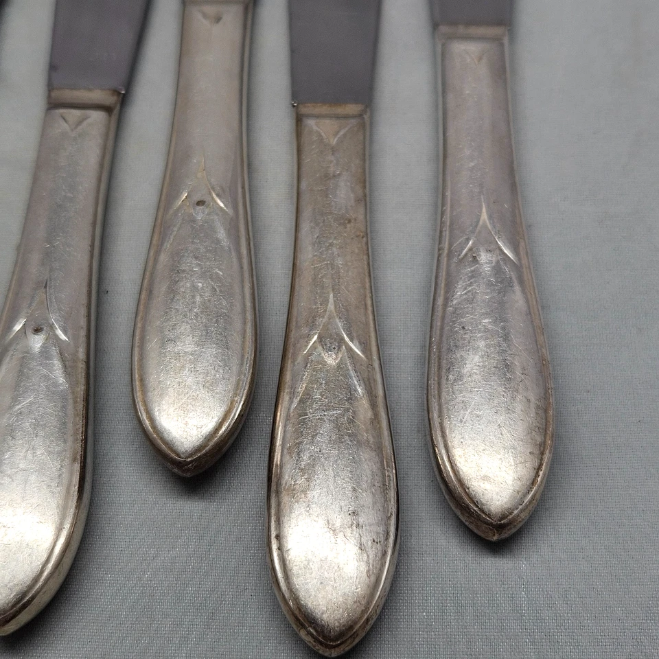 Lote Vintage de 6 Faca Oca para Jantar WM Rogers Original Silverplate Pickwick - Imagem 4 de 4