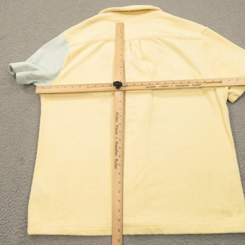 Tombolo Shirt Men Large Pale Yellow Seafoam Terry Cloth Seashell Applique Resort - Picture 10 of 13