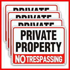 4 Pack Large No Trespassing Signs Private Property, 8X12 Inch Rust Free Aluminum