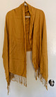 Mustard Yellow Pashmina Style Scarf Shawl Wrap – Soft Fringe Edge