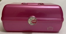 Caboodle Large Organizer Makeup Case 3-Tier Mirror Dark Pink/Lips Vintage EUC