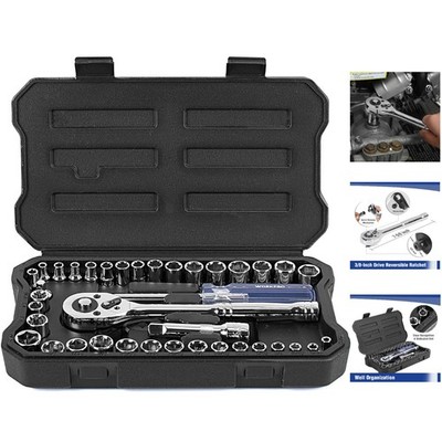 Professional Quality 39-Piece Socket Set: Dual Drive Sizes with Quick Release