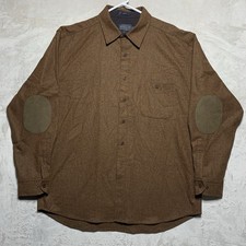 Pendleton Trail Shirt Mens XL Brown Virgin Wool Elbow Patch Button Up Heritage