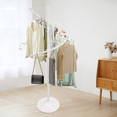Spiral 360° Rotating Garment Rack - Floor-Standing Clothes Organizer, White 1.8m