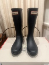Hunter Rain Boots Kids Classic Original Tall Big Kid Size  3G/2B Matte Black NEW