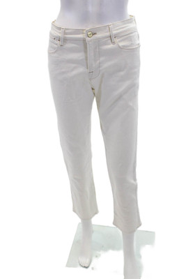 Frame Womens Le High Rise Straight Leg Jeans Ecru White Cotton Size 26