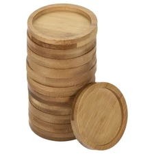 12pcs Plant Pot Saucer 6.5cm OD Bamboo Round Flower Drip Tray for Indoors