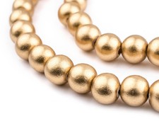 Gold Natural Wood Beads 12mm Round Large Hole 16 Inch Strand