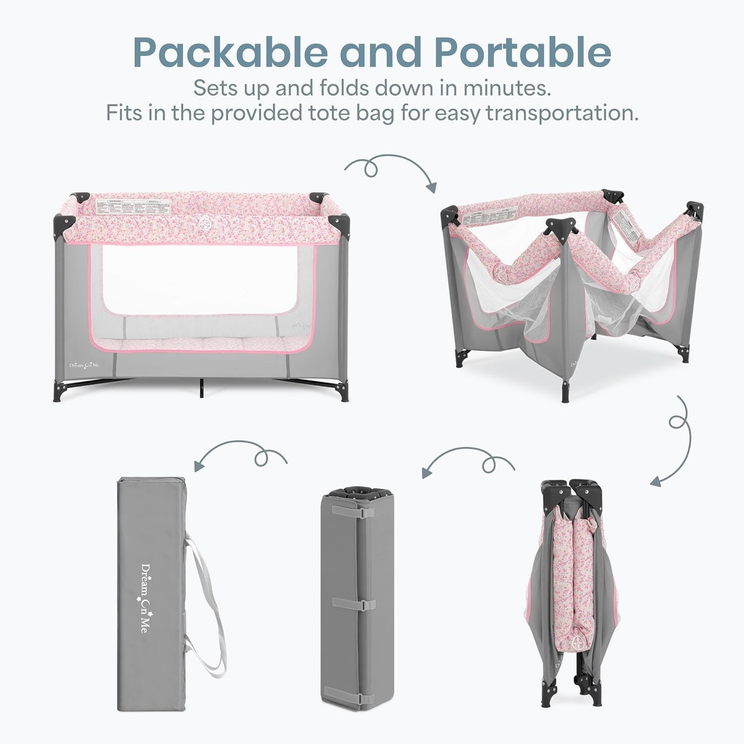 как выглядит Zodiak Baby Playard - Portable, Breathable Design in Grey Pink, 6-36 фото