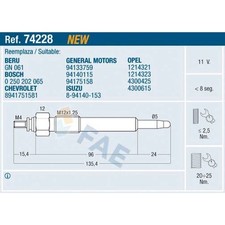 1x ORIGINAL® Fae Glühkerze für Opel FRONTERA A Sport FRONTERA A CAMPO Isuzu