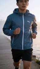 Puma Windbreaker ESS Ripstop Woven Jacket Hooded Gray Skies Men Size M