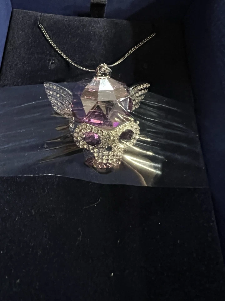 LOTE-COLGANTE CABEZA CALAVERA ALA CRISTAL SWAROVSKI 2-DIJES CRÁNEO - ¡COLLAR 1 CALAVERA! Foto 4 de 4