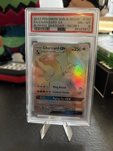Pokémon Charizard GX Burning Shadows Secret Rare Full Art #150 PSA 8