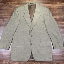 Yves Saint Laurent YSL Sport Coat Men s 46L Brown Check Plaid 100 Worsted Wool
