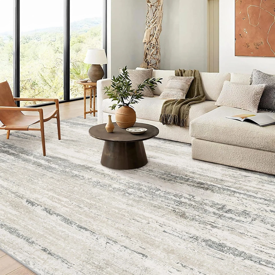 Alfombra 9x12, alfombras lavables para salón dormitorio comedor, abstracto moderno... Foto 2 de 4