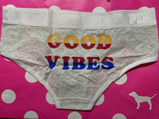 NEW 2016 Victoria's Secret PINK Wide Logo Band Extra Low Rise Hipster Panties L