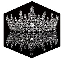 Silver Crystal Tiara Crown Wedding Women One Size