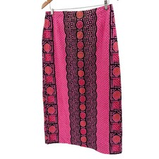 Vintage 90s Handmade Pink 100 Cotton African Wax Print Pencil Maxi Skirt