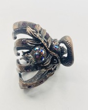 Vintage Copper Toned Hair Claw Clip Multicolored Rhinestones E2