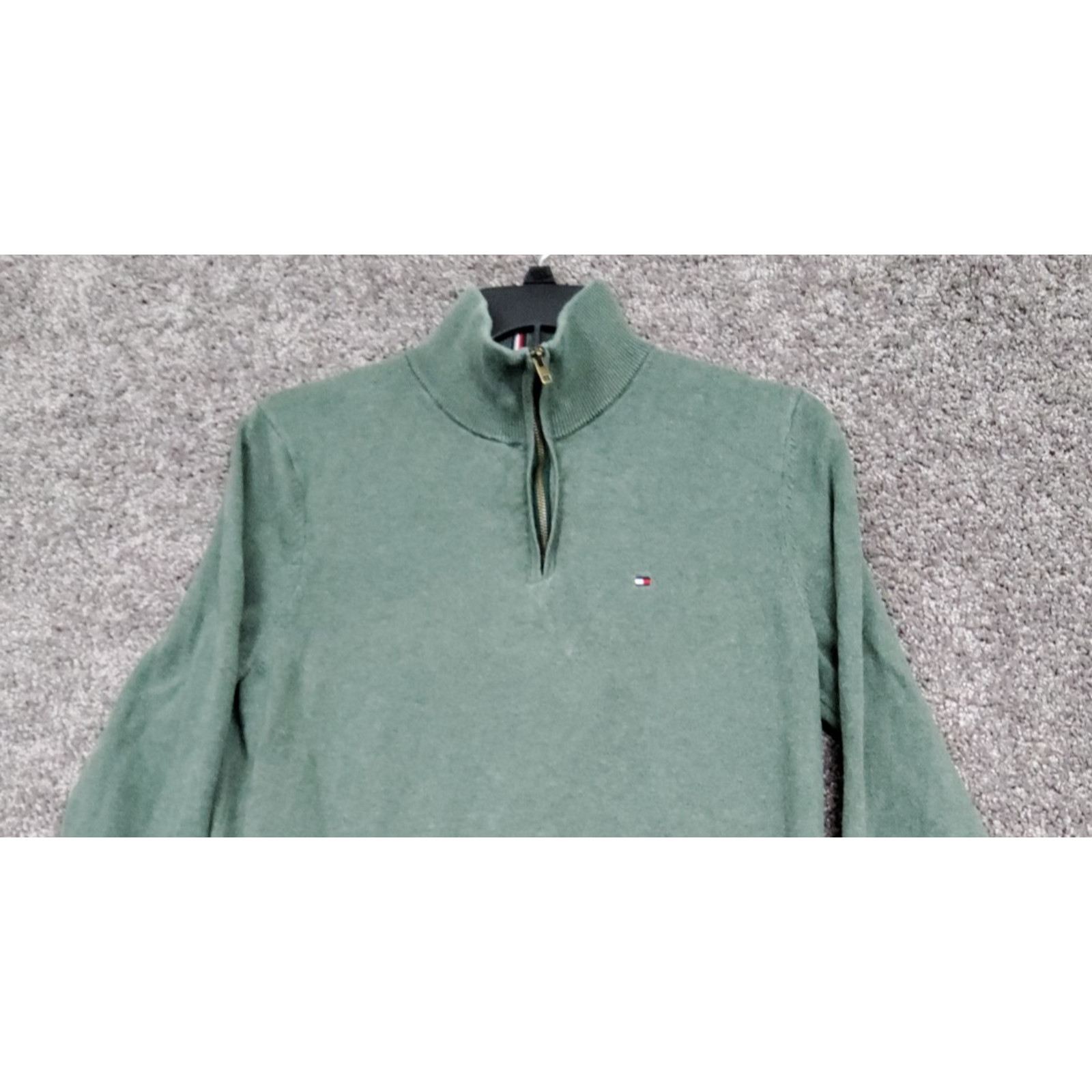 Tommy Hilfiger Men's Green Quarter-Zip Sweater - Regular Fit M image 3