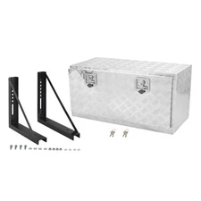 36"X17"X18" Silver Aluminum Truck Underbody Tool Box & 18"X18" Mounting Brackets