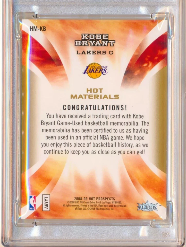 2008-09 Fleer Hot Prospects KOBE BRYANT Hot Materials GAME WORN PATCH PSA 5 🔥🔥 - Image 2 of 2