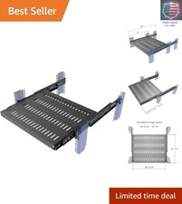1U Sliding Rack Shelf, 4-Post Vented Rack Mount Shelf 14-17  Deep with Adjust...