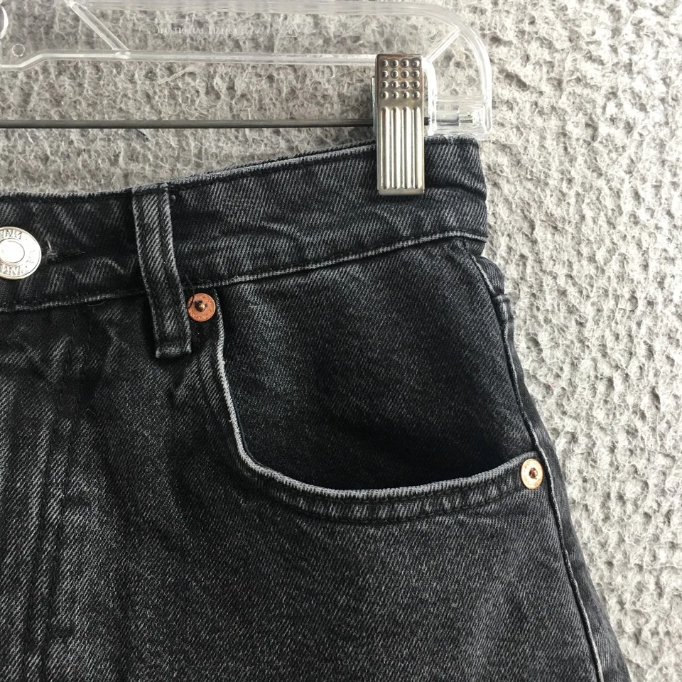 Pantalones Cortos Zara Para Mujer 6 Negros Algodón Tiro Alto Denim Algodón Cremallera Mosca Botón Frontal Foto 3 de 4