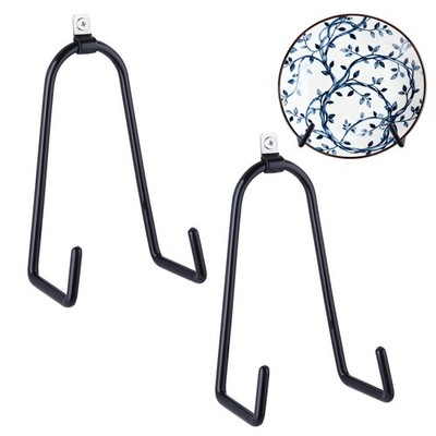 2 Pack Adjustable Plate HangersWall Mount Plate Display Stands Holders Black M