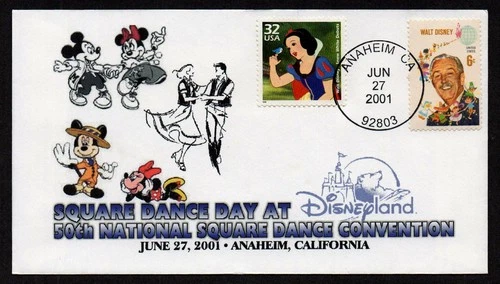 USA, SCOTT # 1355 & 3185-F, EVENT FDC COVER - DISNEY SQUARE DANCE DAY, YEAR 2001