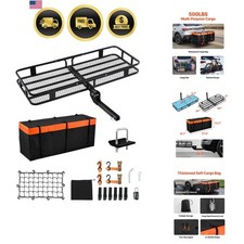 60x24x6 Folding Hitch Carrier - 500lb Capacity Cargo Basket Waterproof Bag...