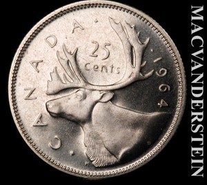 Canada: 1964 Silver 25 Cents - Choice Gem Brilliant Unc  Proof-Like  #L6282