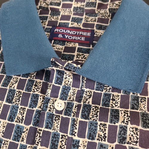 NWT Vtg Roundtree & Yorke Polo Shirt Mens 2XL Geometric Cotton Grandpa Core - Picture 5 of 15