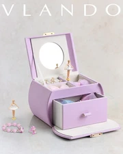Vlando Kids Musical Jewelry Box for Girls with Drawer, Music Box with Ballerina