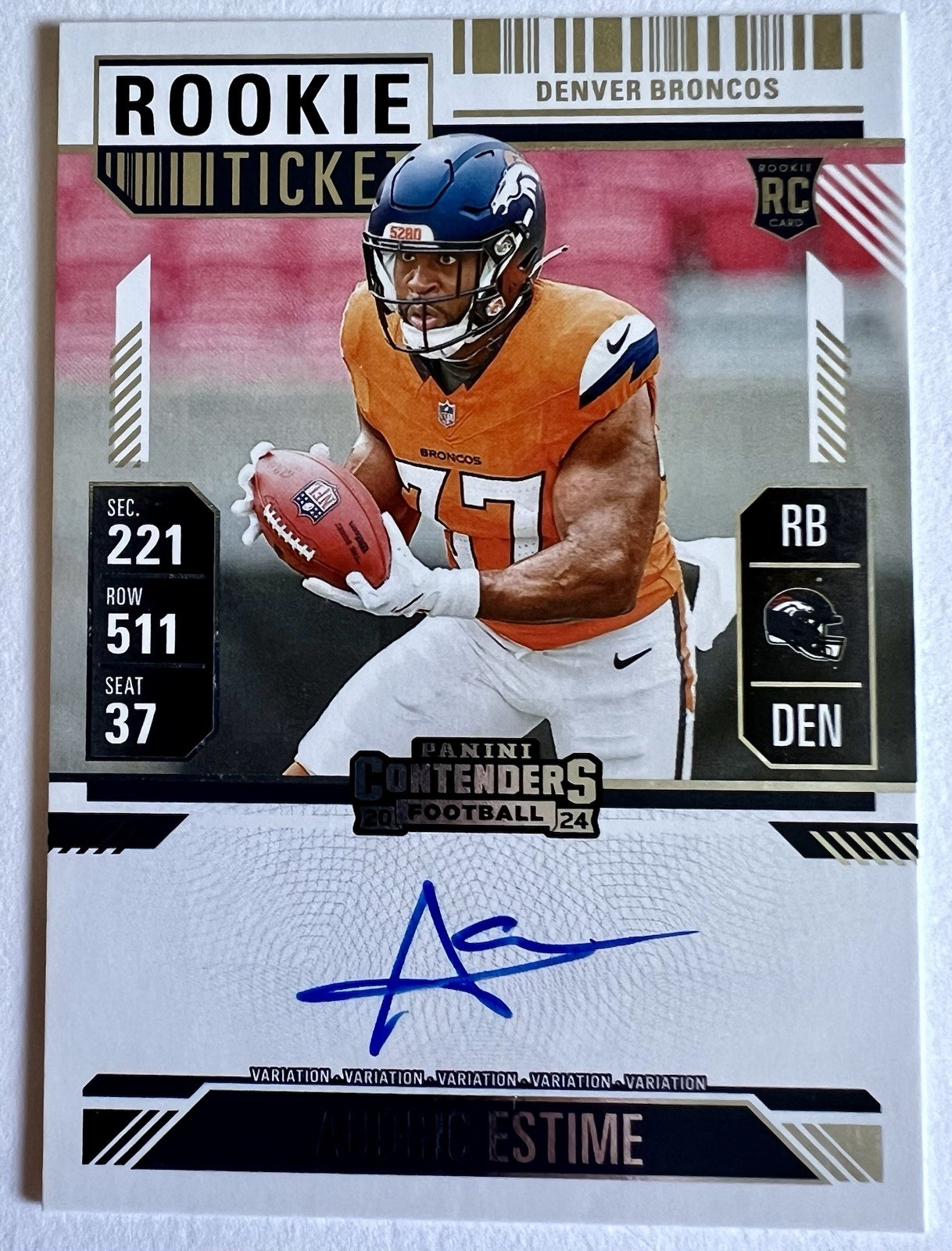 2024 Panini Contenders Rookie Ticket Auto Variation Audric Estime BRONCOS