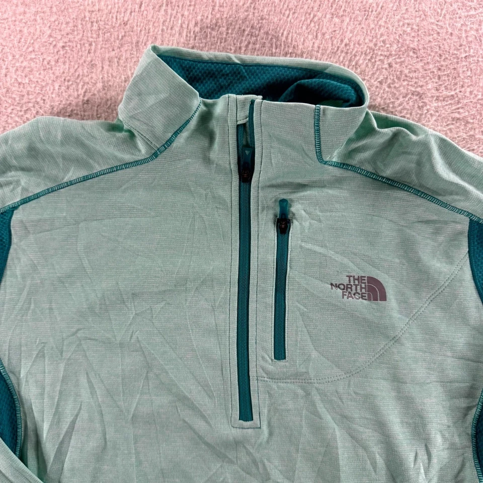 Camiseta deportiva manga larga The North Face para mujer L G Aqua Teal Flashdry 1/4 cremallera Foto 3 de 4