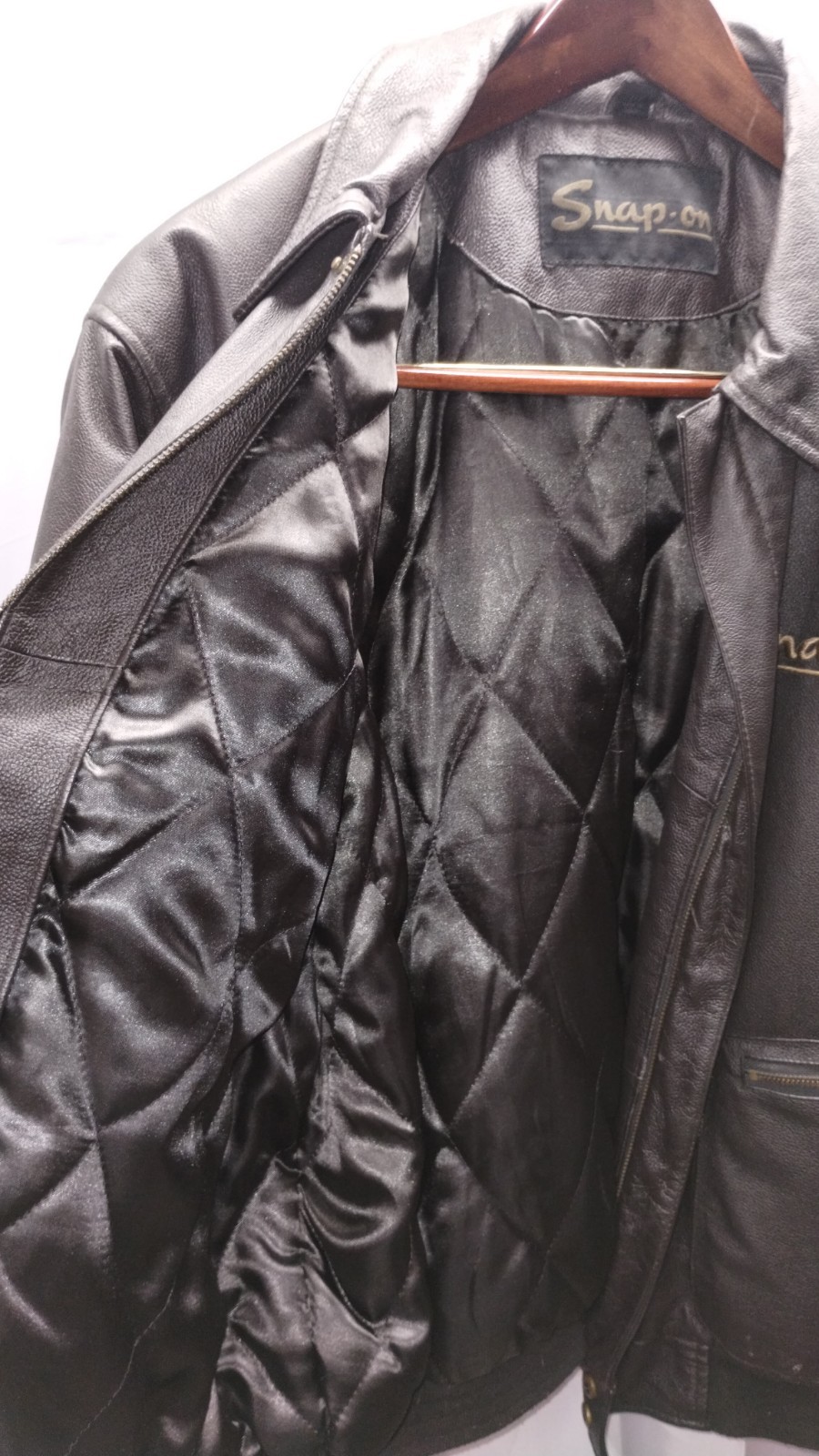 Leather Coat Snap On Tools Authentic Large Dark B… - image 10