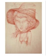 DIOGENEIA - popsurrealism - signed drawing - sanguigna - Paolo GUIDO (2017)